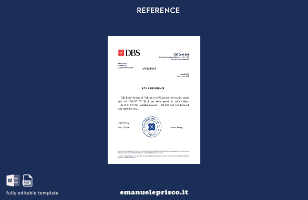 modello di riferimento bancario DBS tailandese in stile verificato